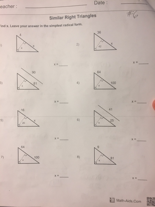 Solved Find x. Leave your answer in the simplest radical | Chegg.com