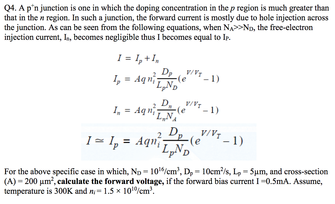 Solved Q1. (a) For a particular junction, the acceptor | Chegg.com