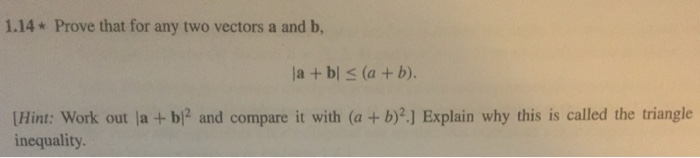 Solved Prove That For Any Two Vectors A And B, |a + B| | Chegg.com