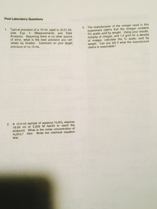 Solved Please answer post lab questions. | Chegg.com