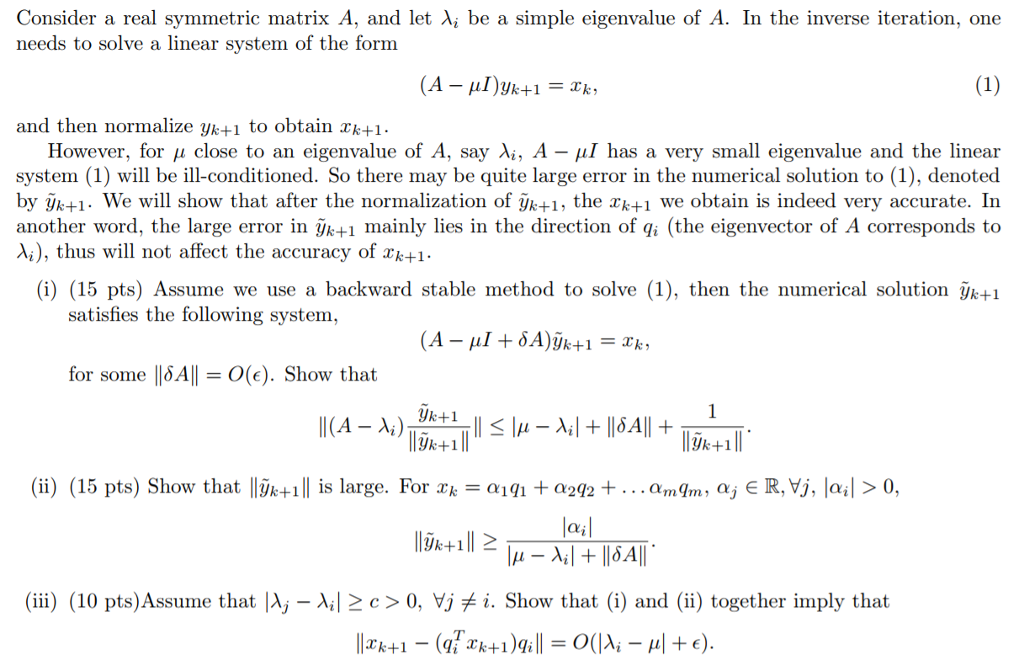 Consider a real symmetric matrix A, and let needs to | Chegg.com