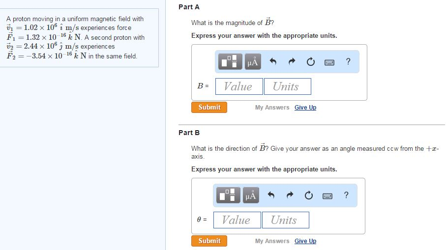 Solved A Proton Moving In A Uniform Magnetic Field With V1 7213