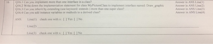 Solved 16 Q16 I Can you implement more than one interface in | Chegg.com