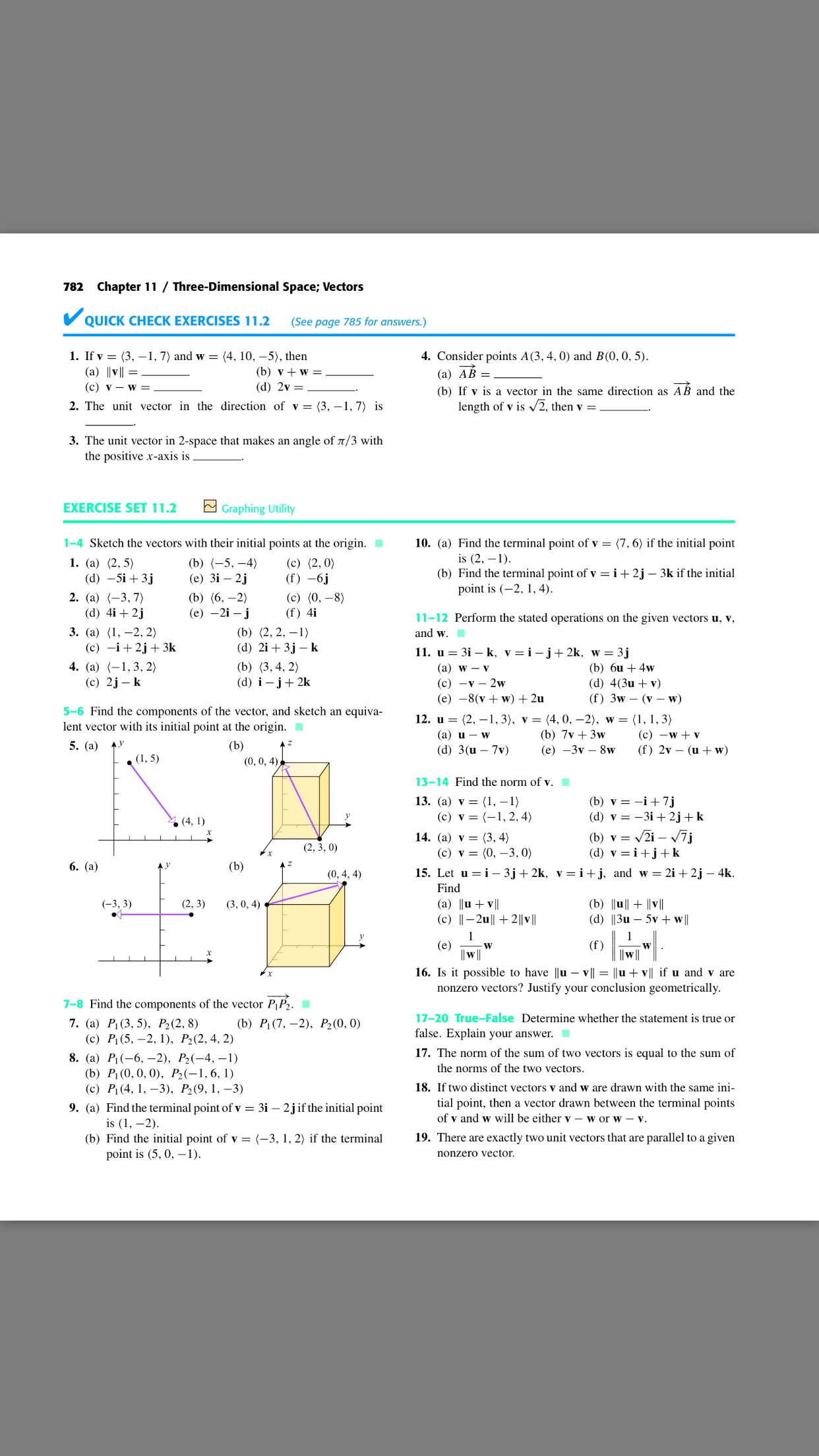 Solved 782 Chapter 11 ThreeDimensional space; vectors QUICK