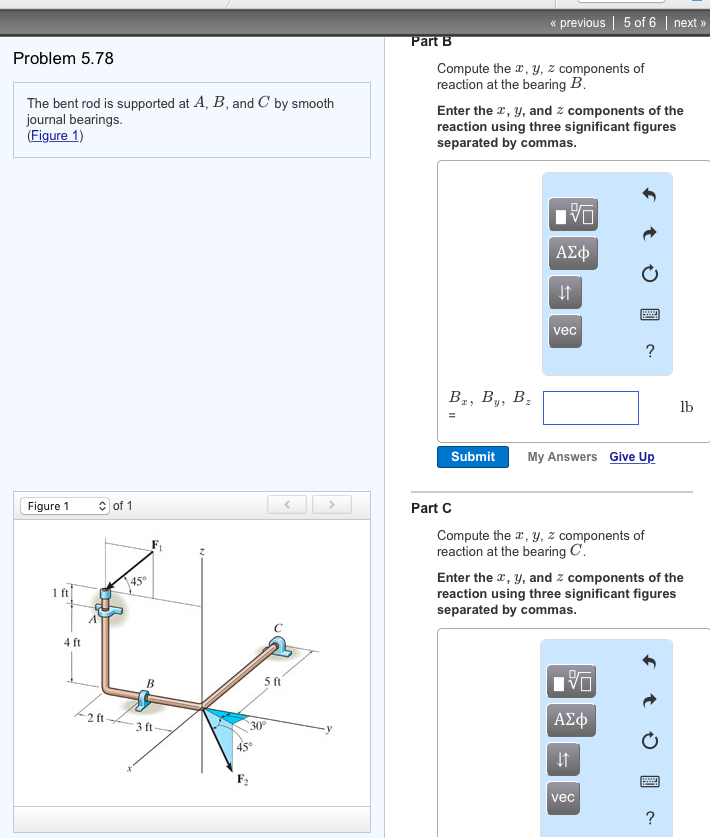 Solved Problem 5.78 Part A The bent rod is supported at A, | Chegg.com