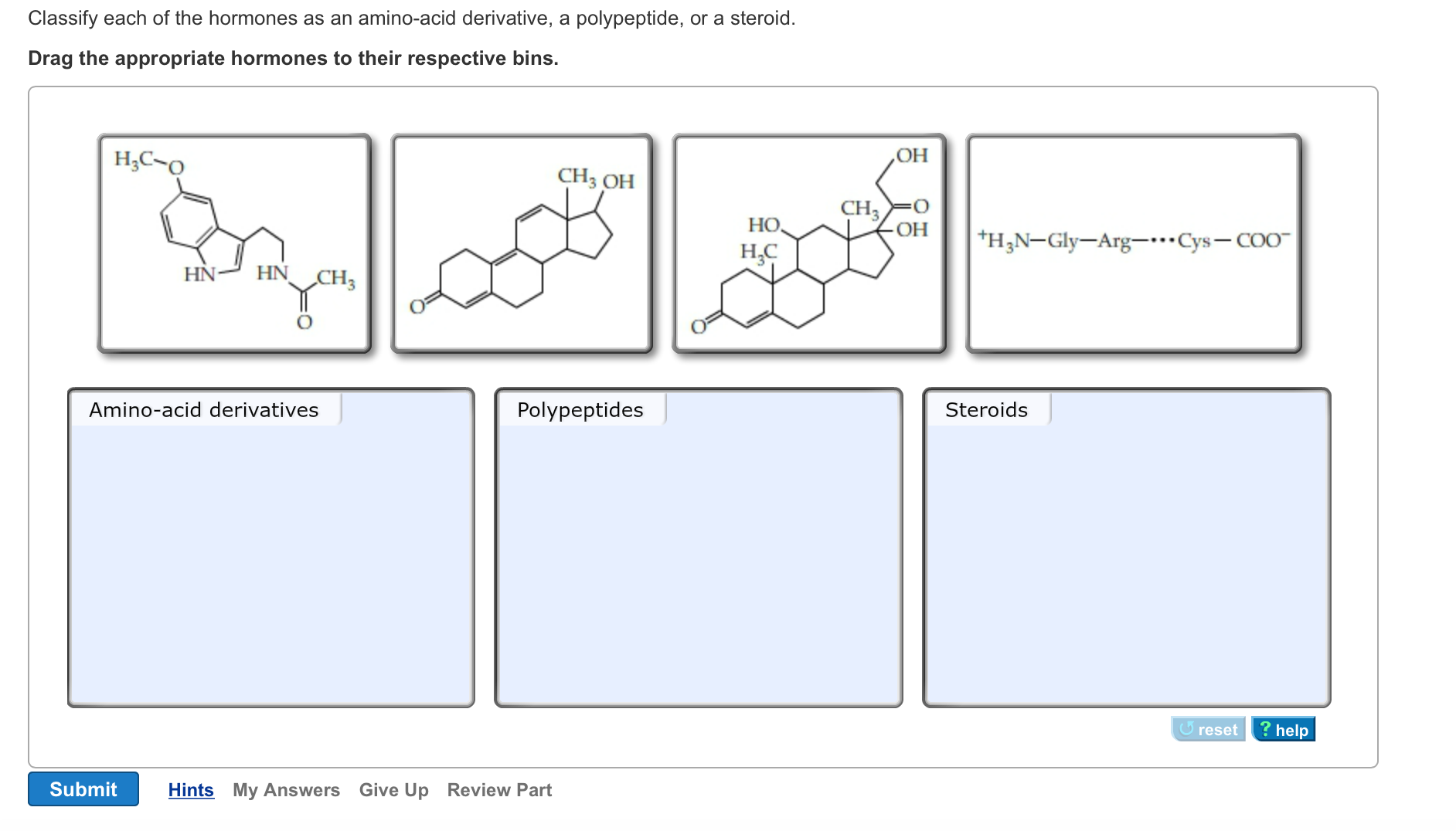 Solved Classify Each Of The Hormones As An Amino Acid