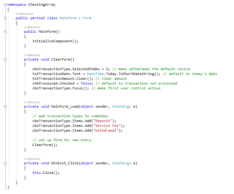 Checking Account with Array Transaction LIype: | Chegg.com