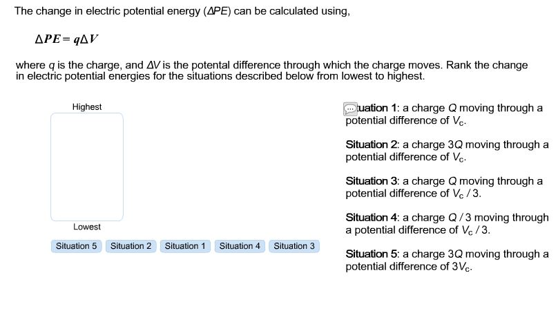 Solved The change in electric potential energy ( PE) can be | Chegg.com