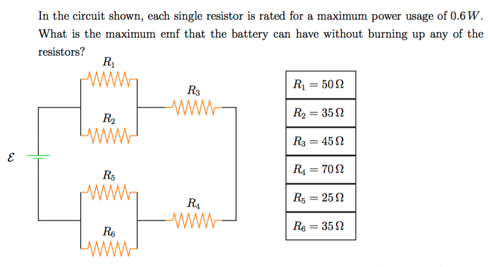 Solved In the circuit shown, each single resistor is rated