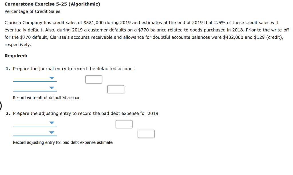 Solved Cornerstone Exercise 5-25 (Algorithmic) Percentage of | Chegg.com