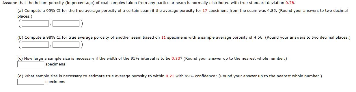 Solved Assume that the helium porosity (in percentage) of | Chegg.com