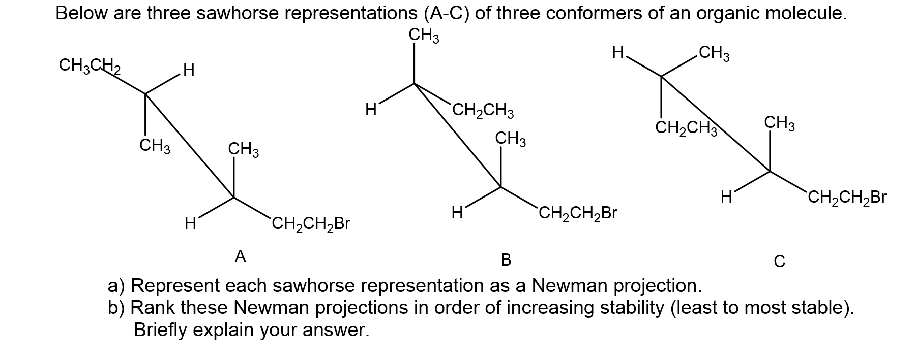 Solved Below are three sawhorse representations (A C) of