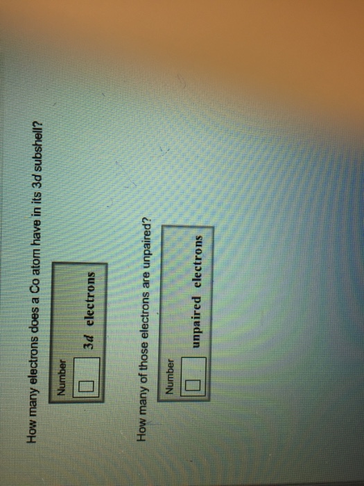 Solved: How Many Electrons Does A Co Atom Have In Its 3d S... | Chegg.com