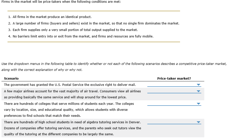 Solved Firms in the market will be pricetakers when the