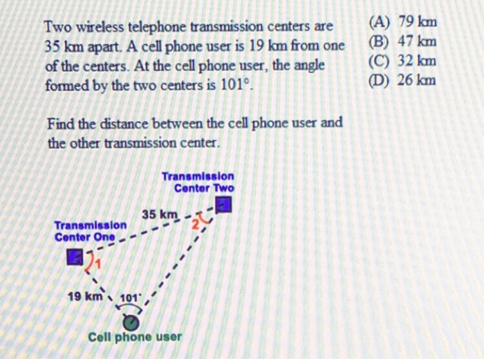 Solved Two wireless telephone transmission centers are 35 km | Chegg.com
