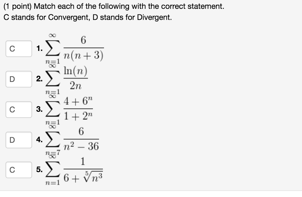 Solved Match each of the following with the correct