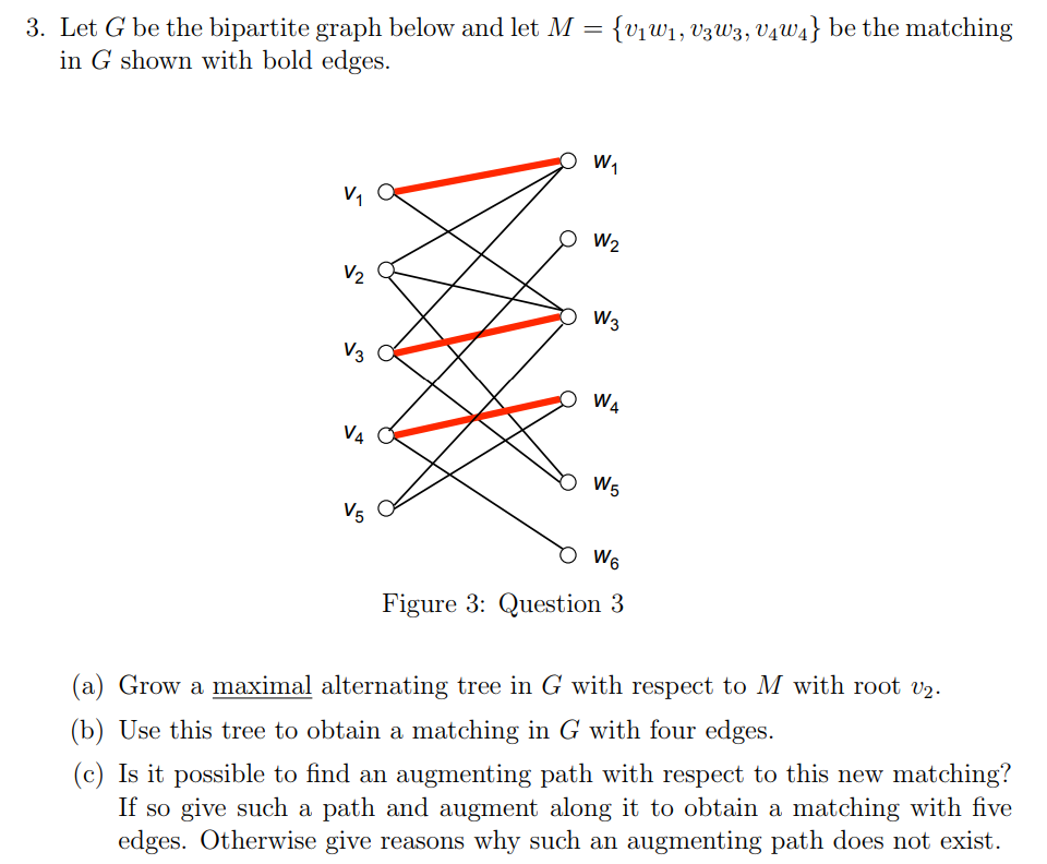 Solved 3. Let G be the bipartite graph below and let M | Chegg.com