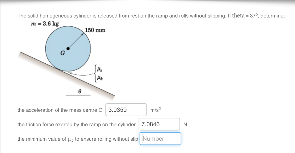 Solved The solid homogeneous cylinder is released from rest | Chegg.com