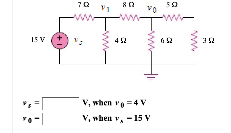 Solved For the circuit in the figure below, assume v0 = 4 V, | Chegg.com