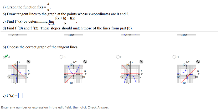 Solved Graph The Function F X 4 X Draw Tangent Lines To