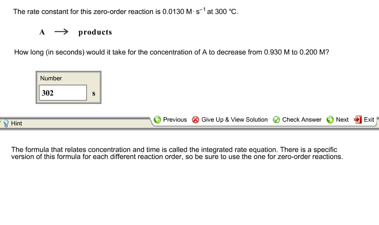 Solved The rate constant for this zeroorder reaction is