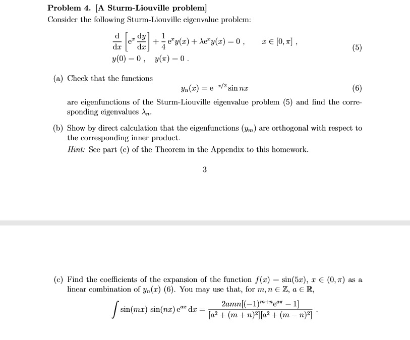 Solved Problem 4. [A Sturm-Liouville Problem] Consider The | Chegg.com