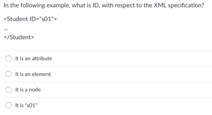 Solved In The XML Sample Below, Which Is NOT An Element? | Chegg.com