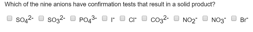 Solved Which of the nine anions will form a gas when reacted | Chegg.com