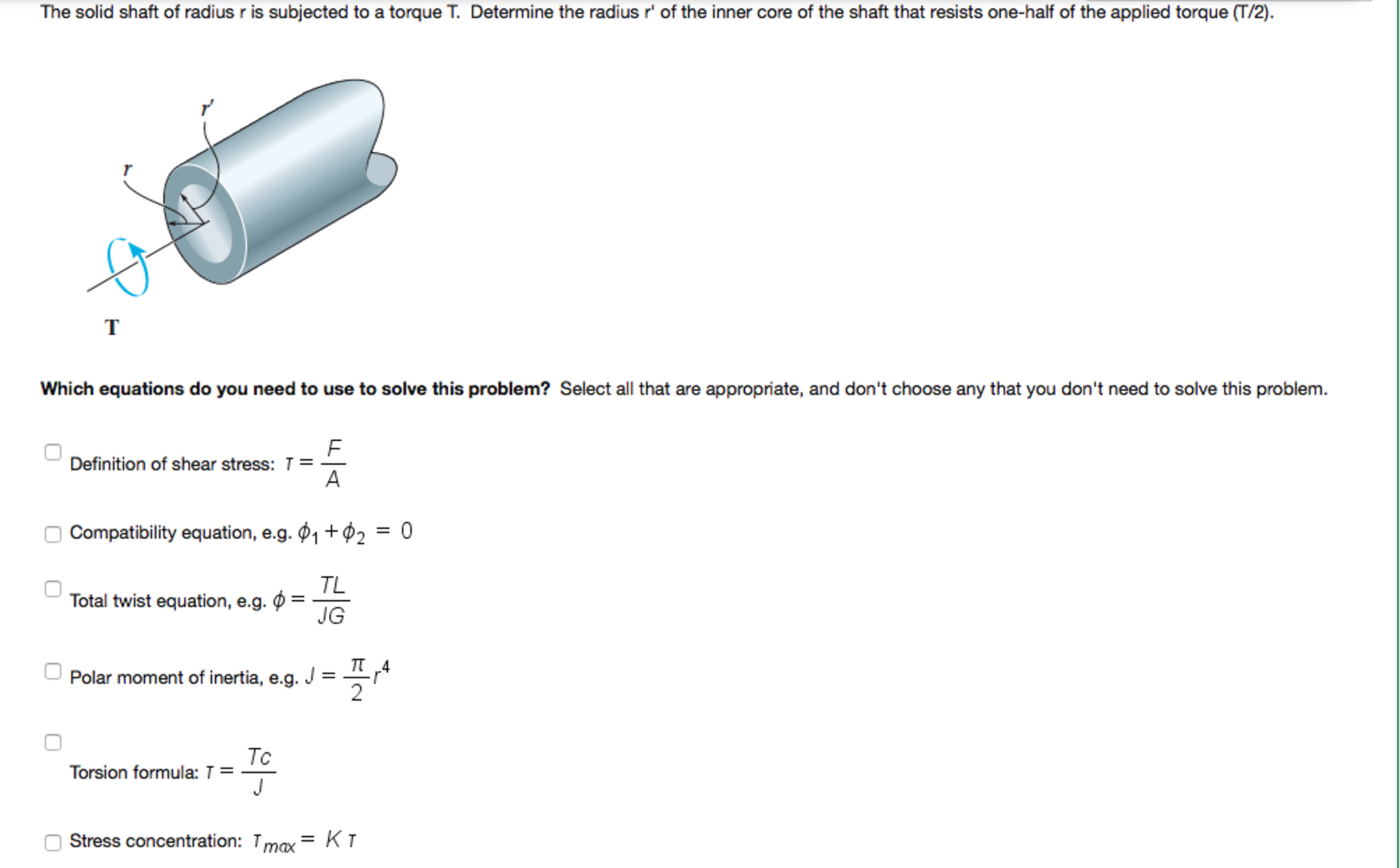 solved-the-solid-shaft-of-radius-r-is-subjected-to-a-torque-zohal