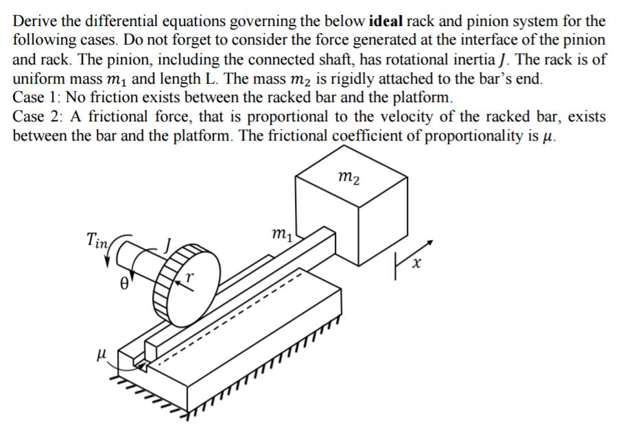 Derive the differential equations governing the below