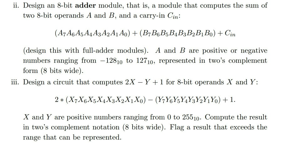 Solved ii. Design an 8-bit adder module, that is, a module | Chegg.com