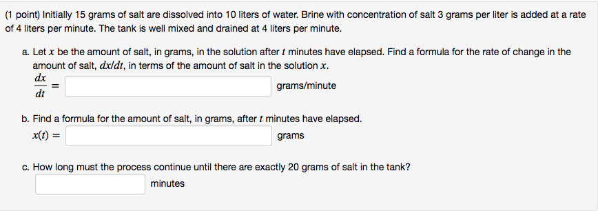 Solved Initially 15 Grams Of Salt Are Dissolved Into 10 Chegg