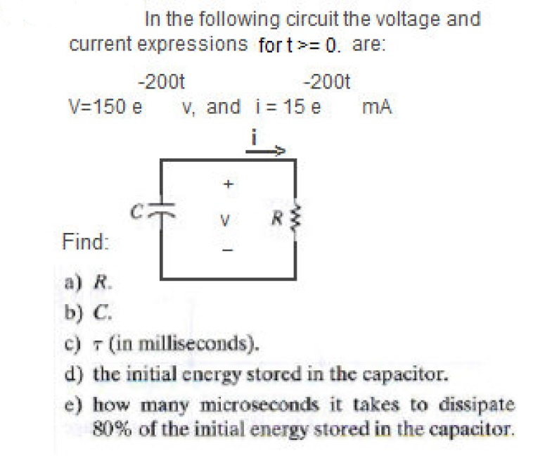 Solved In the following circuit the voltage and current