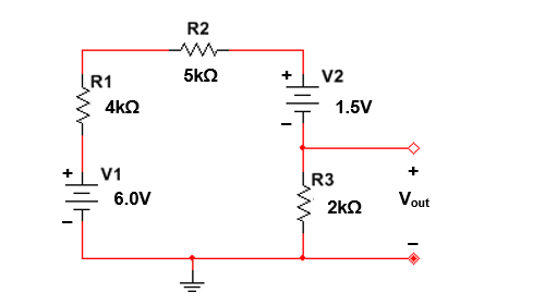 Solved R2 R1 +V2 1.5V +V1 二6.0V R3 2㏀ Vout | Chegg.com