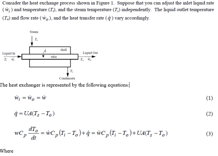 Solved Consider the heat exchange process shown in Figure 1.