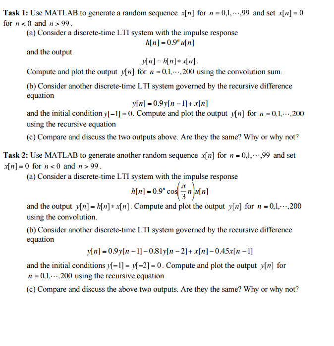 Solved Use Matlab To Generate A Random Sequence X[n] For N = 