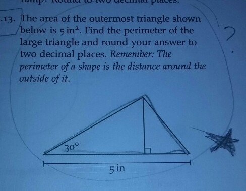 Solved .13. The area of the outermost triangle shown below | Chegg.com