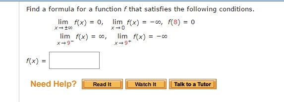 Solved Find A Formula For A Function F That Satisfies The