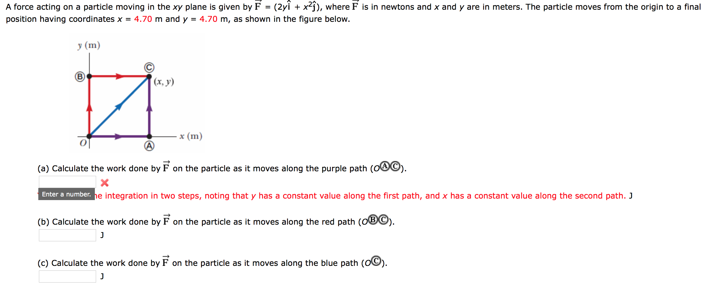 Solved A Force Acting On A Particle Moving In The Xy Plane