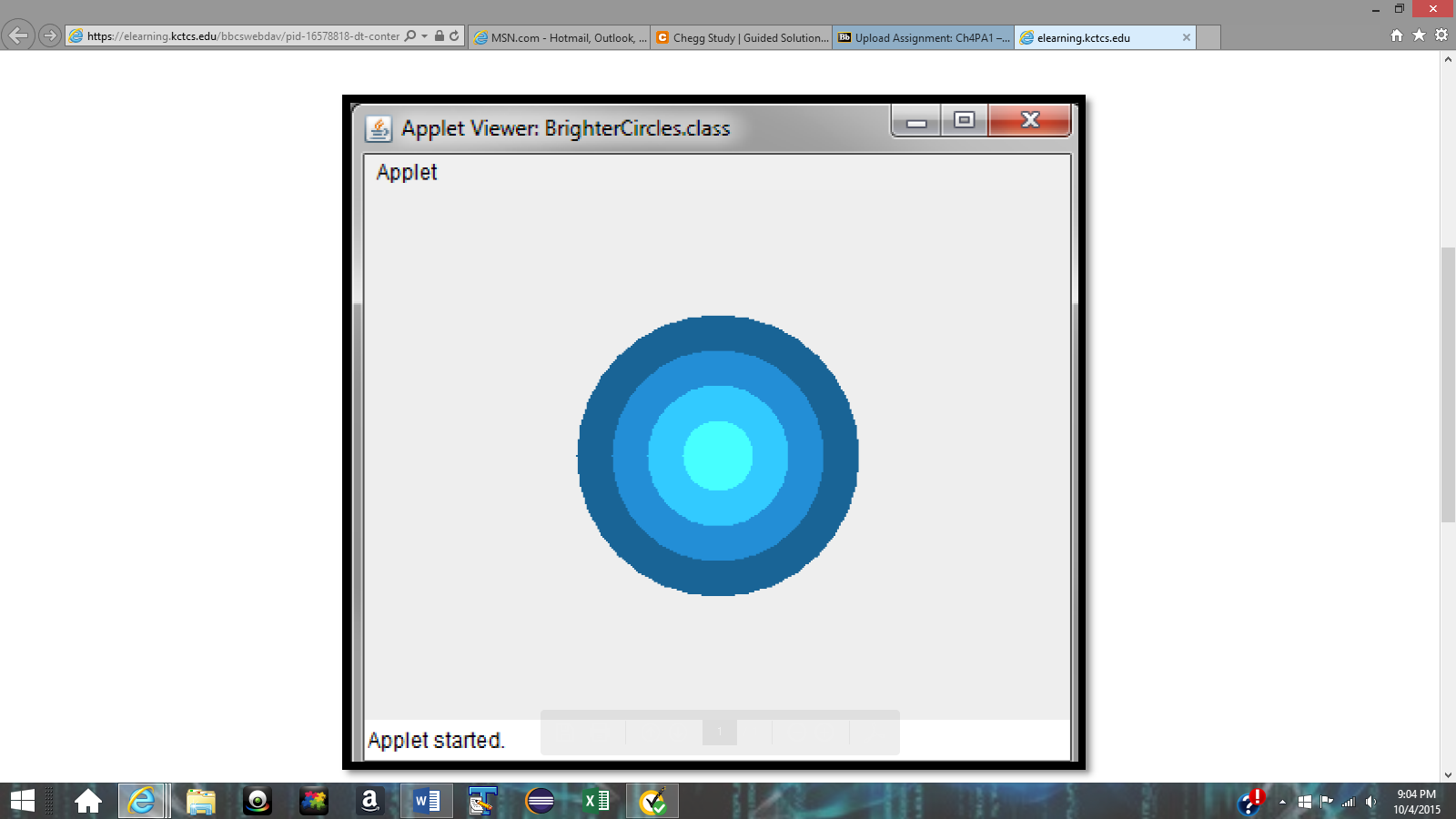 Write a Java applet that displays 4 concentric | Chegg.com