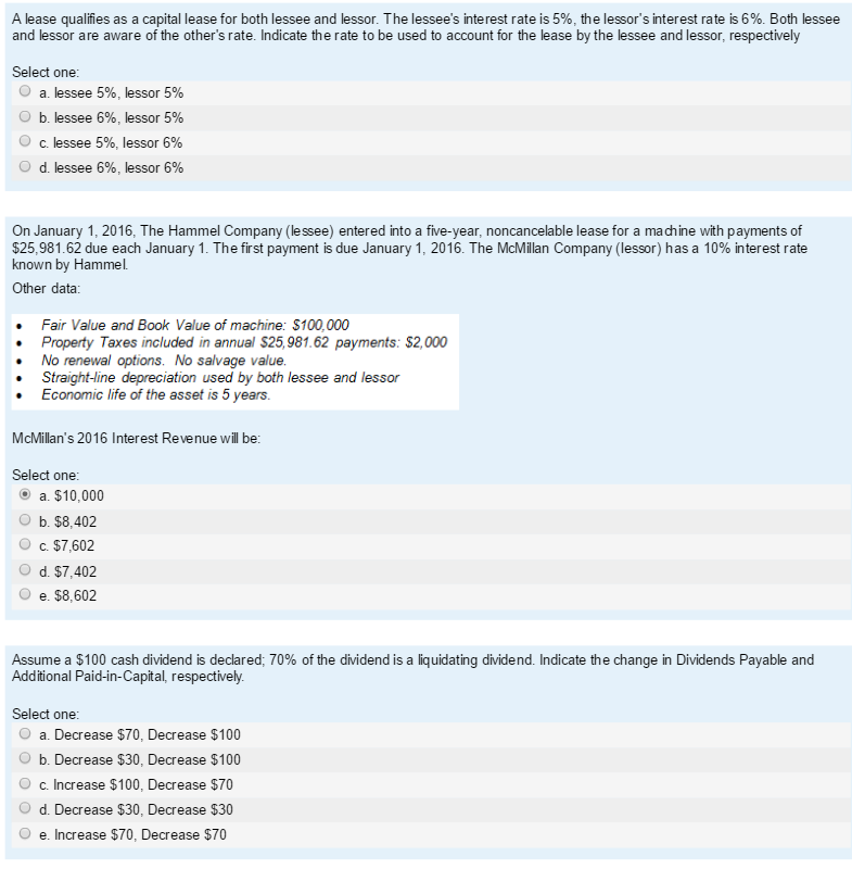 Solved A lease qualifies as a capital lease for both lessee