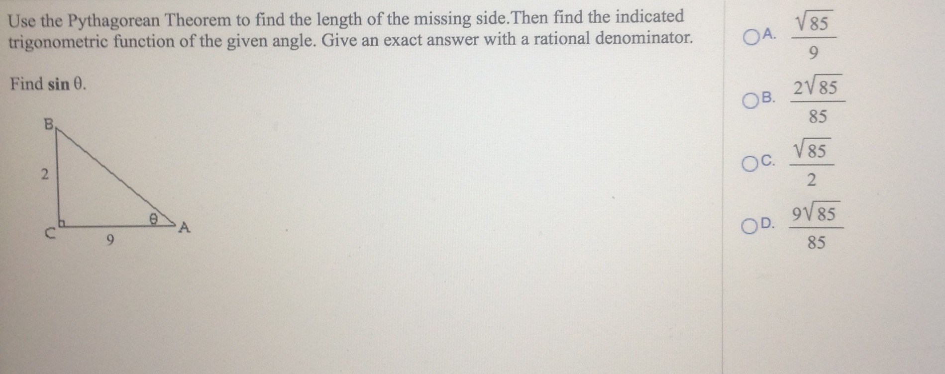 Solved Use Pythagorean Theorem to find the length of the | Chegg.com