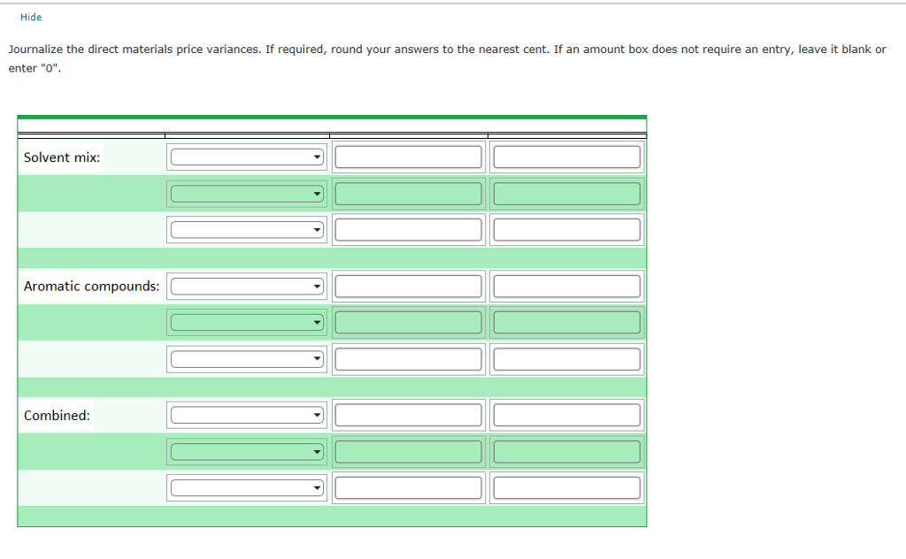 Solved Exercise 9.18 Direct Materials Variances Journal