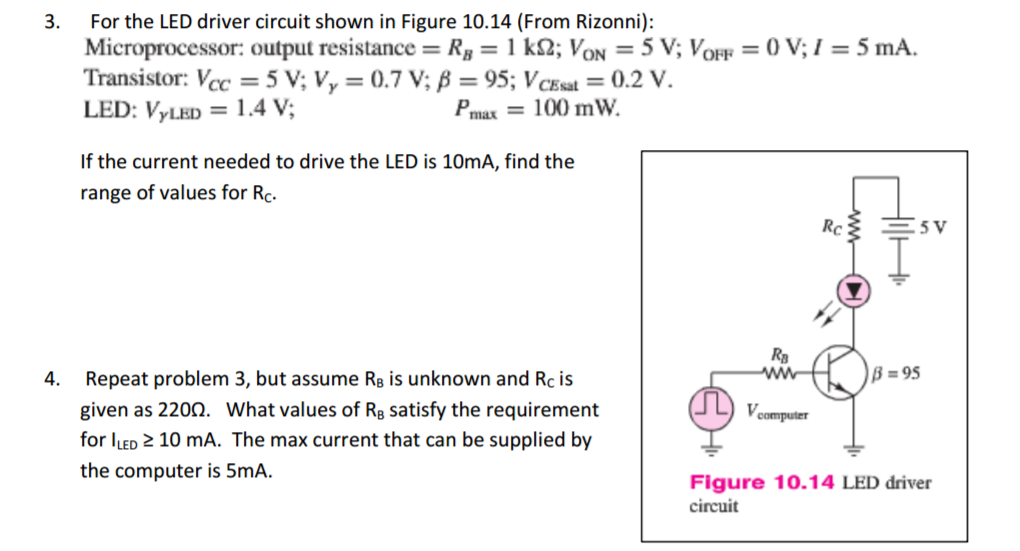 Solved For the LED driver circuit shown in Figure 10.14 | Chegg.com