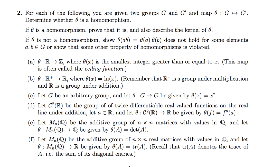 Solved 2. For each of the following you are given two groups | Chegg.com