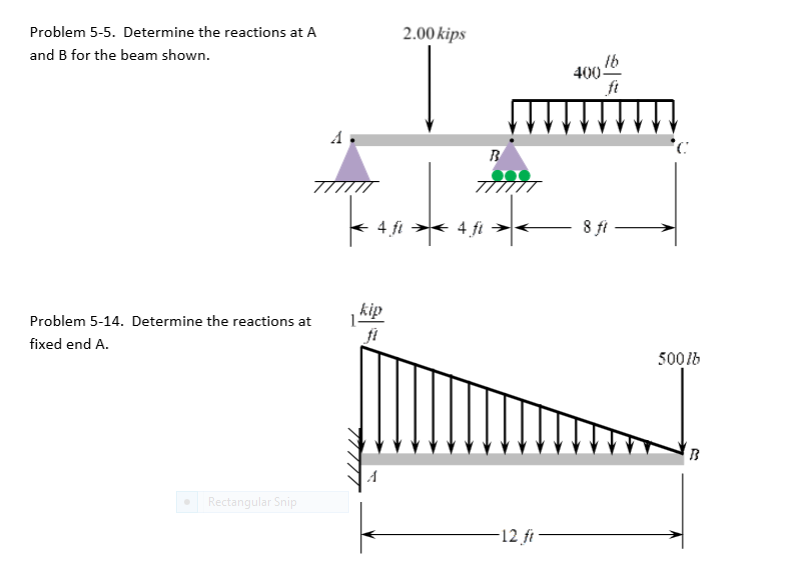 Solved Determine The Reactions At A And B For The Beam Shown | Chegg.com