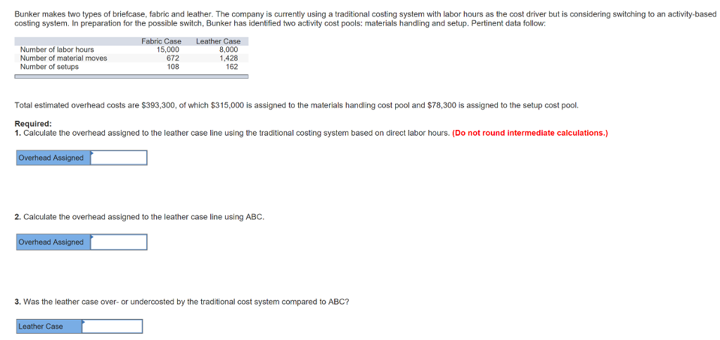 Solved Bunker makes two types of briefcase, fabric and | Chegg.com