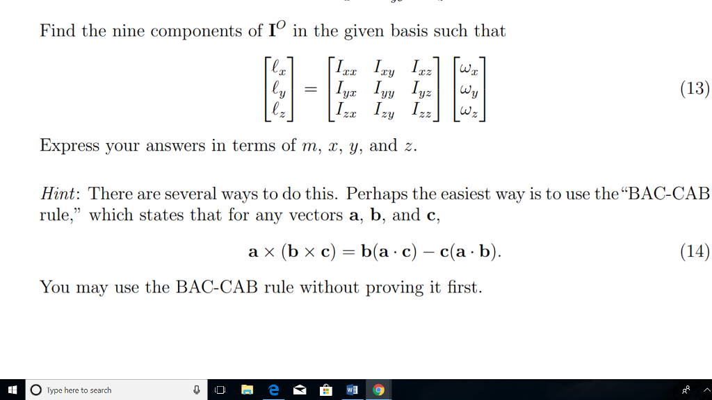 Solved (Moment Of Inertia Tensor) The Angular Momentum Of | Chegg.com