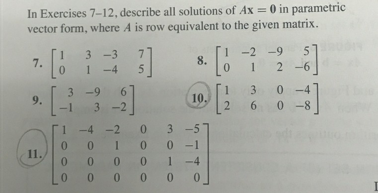 Solved In Exercises 7-12, describe all solutions of Ax 0 in | Chegg.com