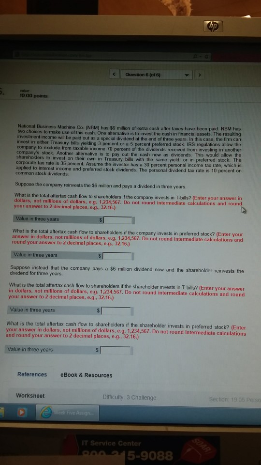 Solved Question 6 of 6 10 00 Points National Business Chegg